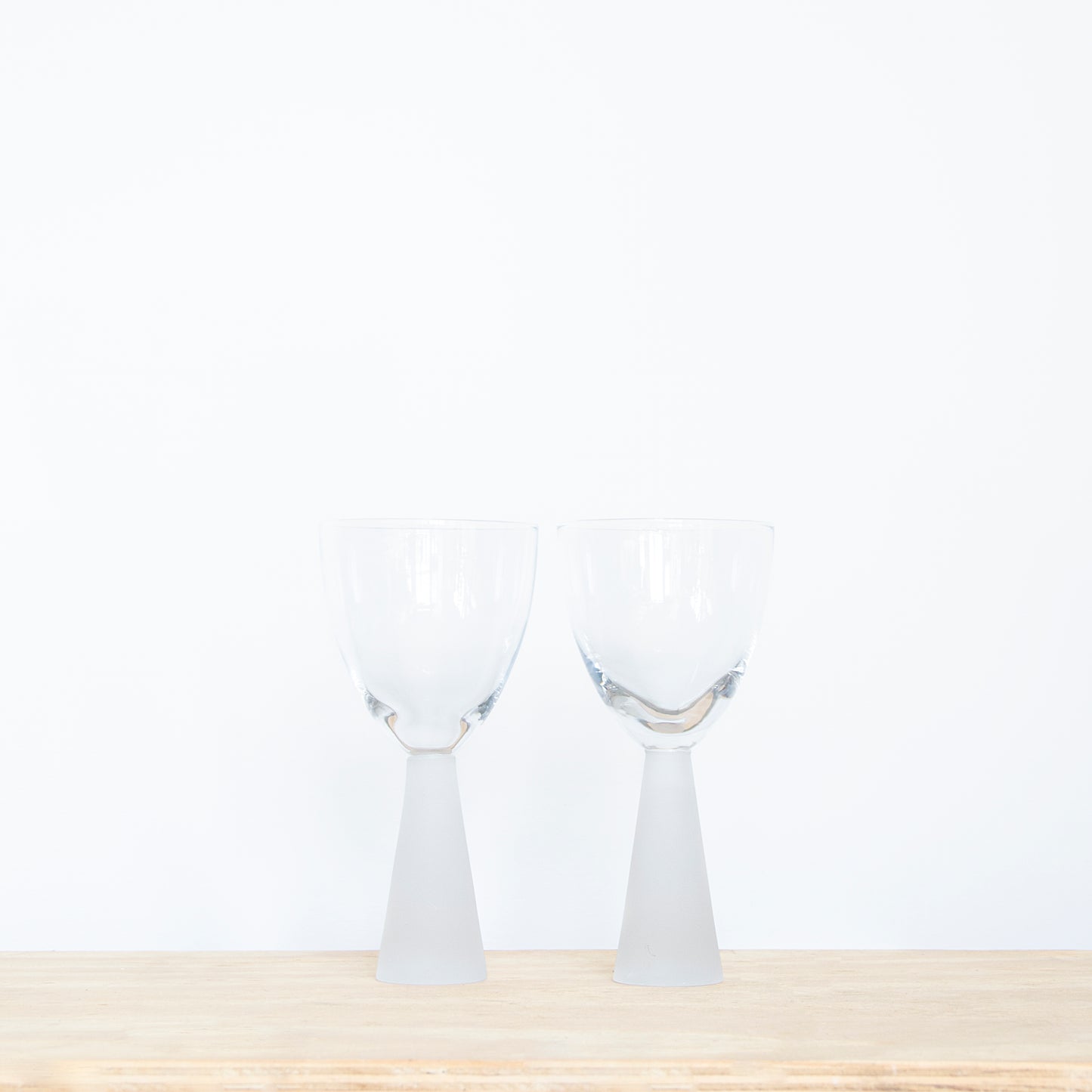 Frosted Stem Wine Glasses, Set of 2